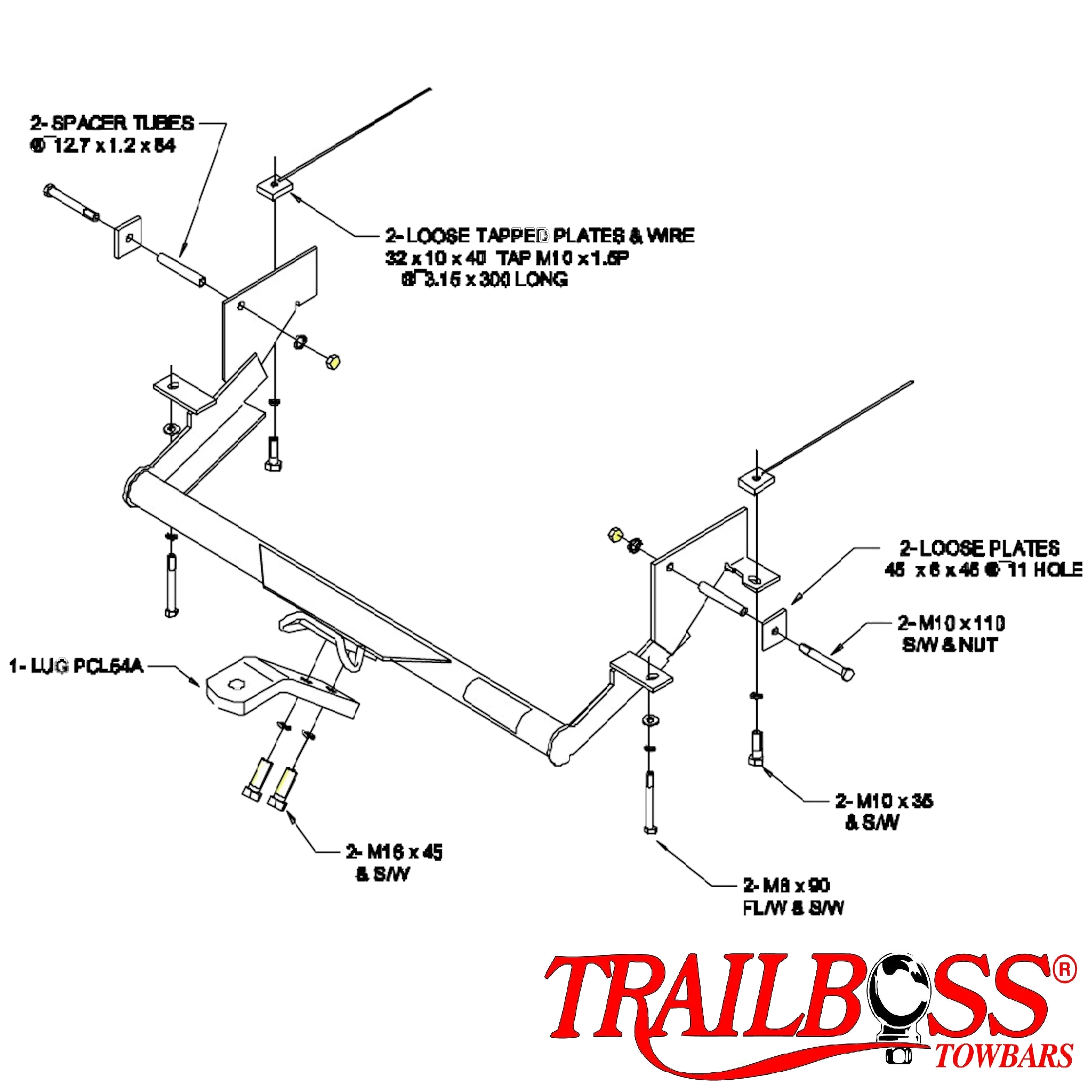 Mitsubishi Express Starwagon L300 2WD SWB MWB (Walkthrough only) 10/1994 - 02/2020 - Towbar Kit - Image 2
