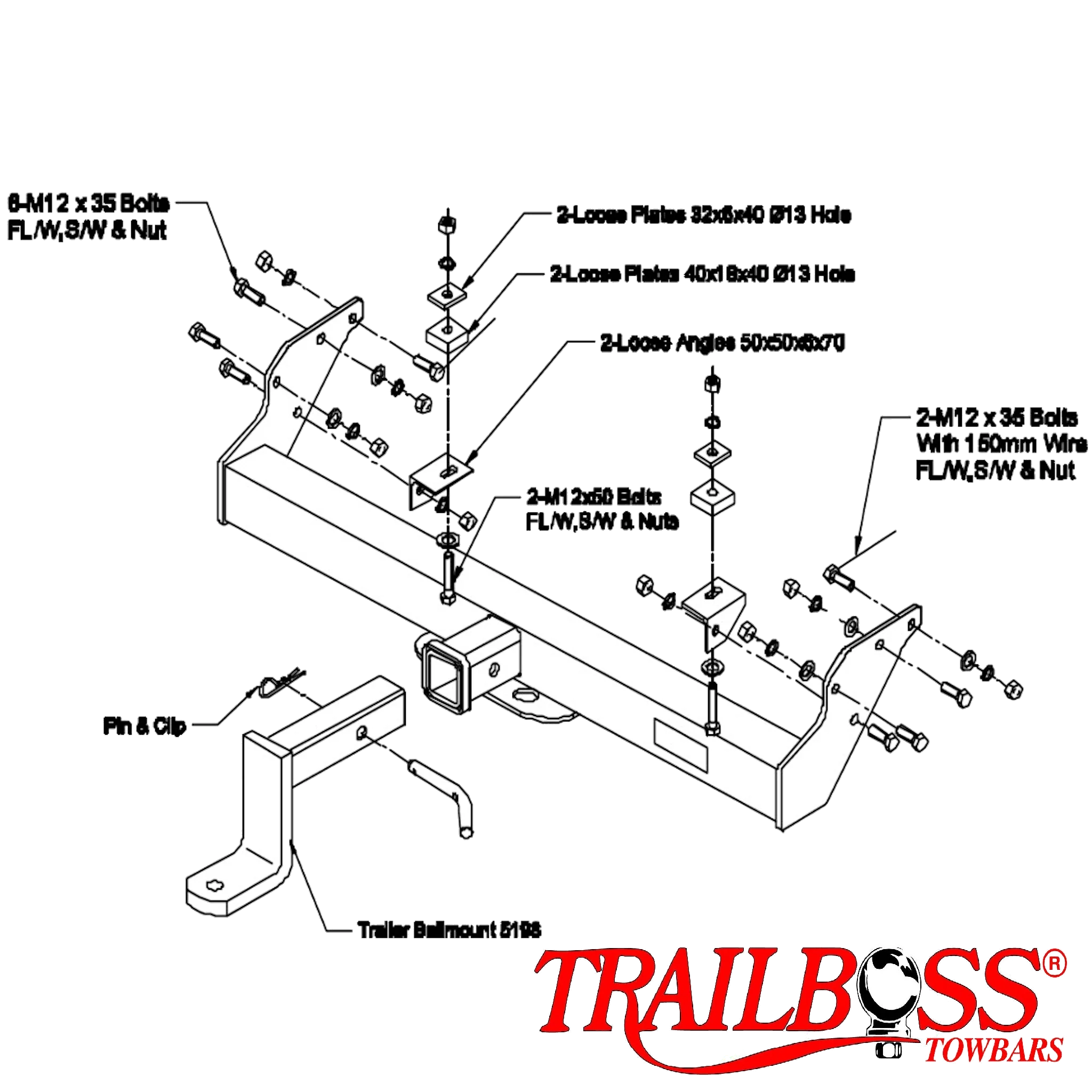 Mitsubishi Triton 4wd Tub Body Without Bumper 10/1986 - 07/2006 - Towbar Kit - Image 2
