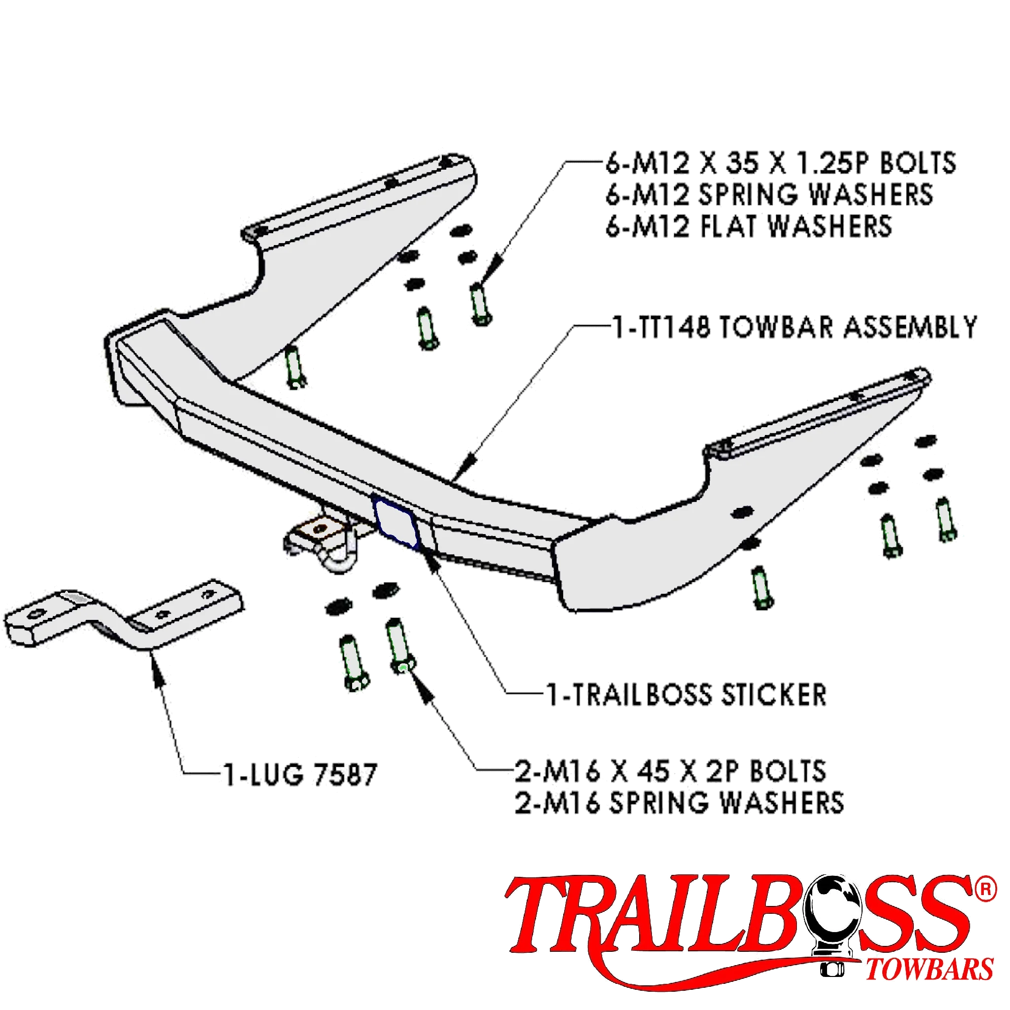 Toyota Tarago People Mover 03/2006 - 06/2021 (Exposed towbar design)- Towbar Kit - Image 3