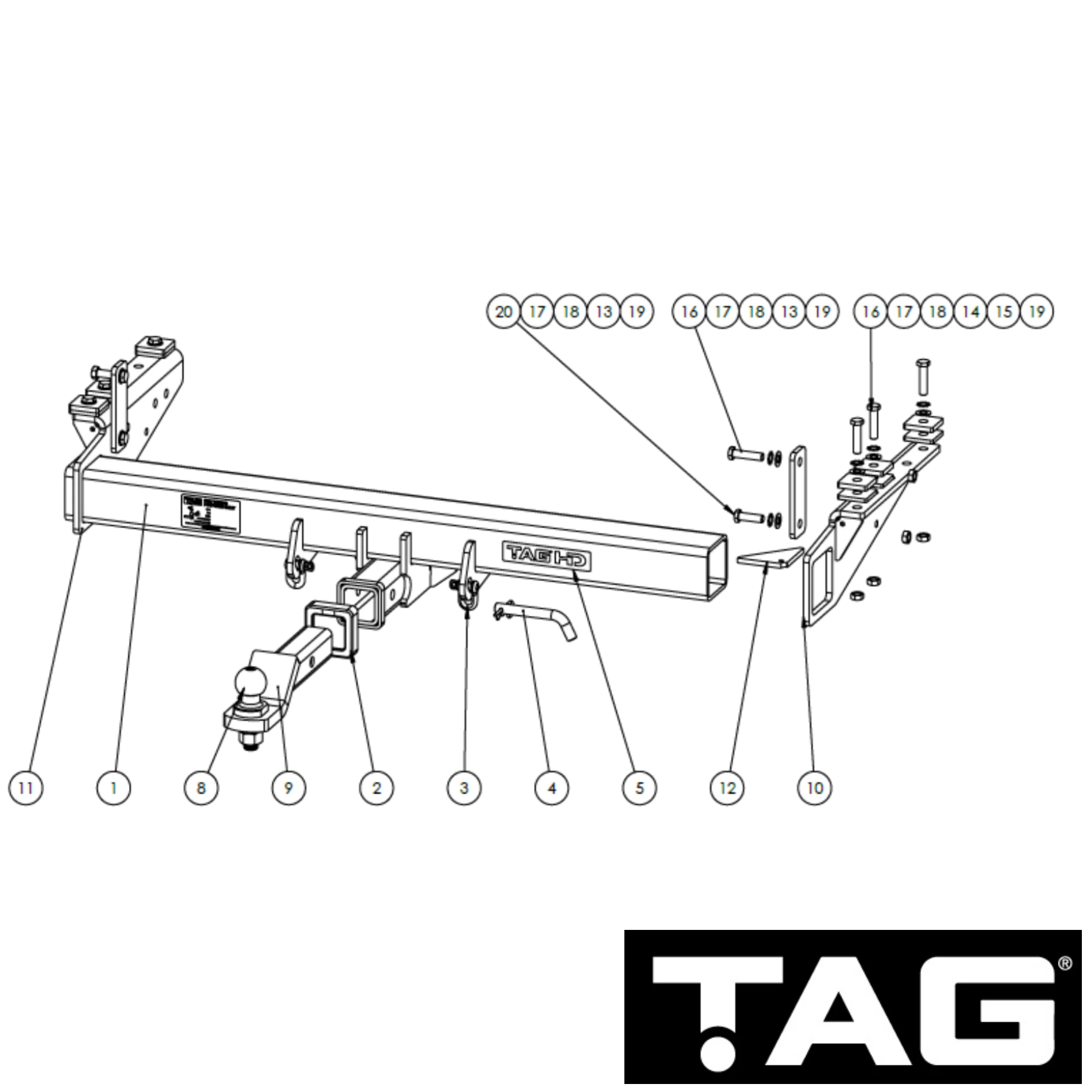 Truck Towbar Kit 4500kg (Receiver under cross beam) - Towbar Kit - Image 3